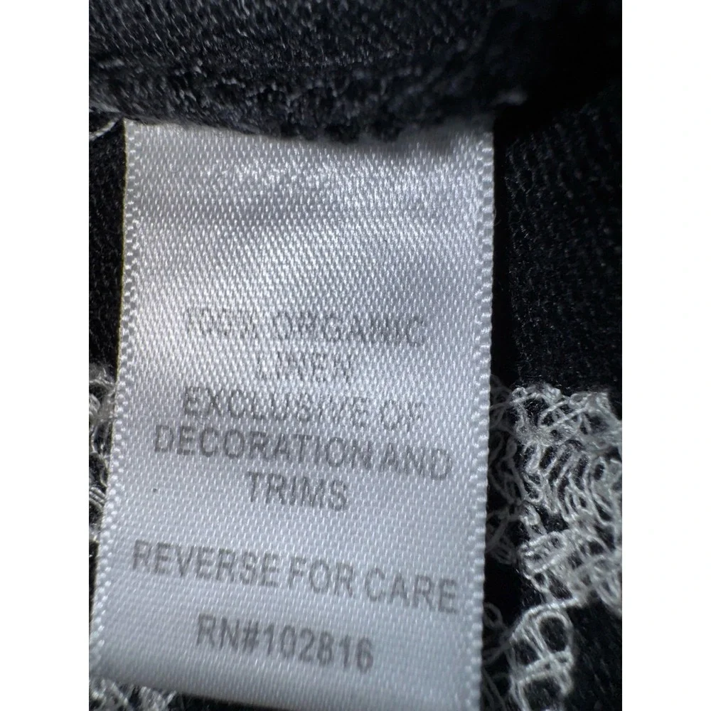 Garnet Hill 100% organic linen top with ivory cross stitch detail large - Picture 6 of 7